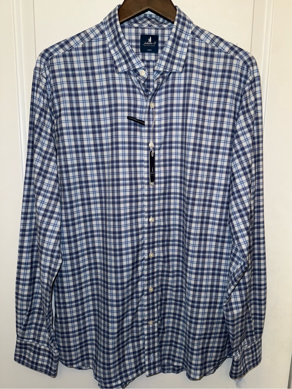 johnnie-O NWT “Donovan” Performance Button-Down Shirt in Navy Plaid